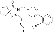 structure of CAS# 138401-24-8, 4'-[(2-丁基-4-氧-1,3-二氮杂螺环[4.4]壬-1-烯-3-基)甲基]联苯-2-甲腈
