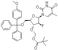 CAS # 138685-99-1, 1-[2-Deoxy-3-O-[(2,2-dimethyl-1-oxopropoxy)methyl]-2-fluoro-5-O-[(4-methoxyphenyl)diphenylmethyl]-beta-D-arabinofuranosyl]-5-methyl-2,4(1H,3H)-pyrimidinedione