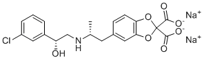 CAS # 138908-40-4, disodium (R,R)-5-(2-((2-(3-chlorophenyl)-2-hydroxyethyl)-amino)propyl)-1,3-benzodioxole-2,3-dicarboxylate, CL 316243