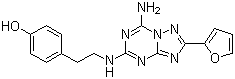 structure of CAS# 139180-30-6, 4-(2-(7-氨基-2-(呋喃-2-基)-[1,2,4]三唑并[1,5-a][1,3,5]三嗪-5-氨基)乙基)苯酚