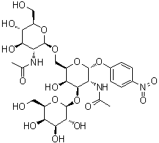 CAS 登录号：139459-55-5, 4-硝基苯基 O-2-(乙酰氨基)-2-脱氧-beta-D-吡喃葡萄糖基-(1→6)-O-[beta-D-吡喃半乳糖基-(1→3)]-2-(乙酰氨基)-2-脱氧-alpha-D-吡喃半乳糖苷