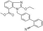 structure of CAS# 139481-44-0, 1-[(2'-氰基联苯-4-基)甲基]-2-乙氧基-1H-苯并咪唑-7-甲酸甲酯