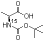 CAS # 139952-87-7, N-[(tert-Butoxyl)carbonyl]-L-alanine-15N