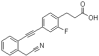 structure of CAS# 1402601-82-4, 4-[2-[2-(氰基甲基)苯基]乙炔基]-2-氟苯丙酸