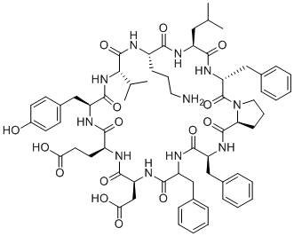 structure of CAS# 1404-88-2, 环[天冬氨酰-谷氨酰-酪氨酰-缬氨酰-鸟氨酰-亮氨酰-D-苯丙氨酰-脯氨酰-苯丙氨酰-DL-苯丙氨酰]