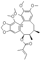 CAS # 140460-42-0, Heteroclitin C, (2E)-2-Methyl-2-butenoic acid (6R,7R,8R,13aS)-5,6,7,8-tetrahydro-1,2,3,13-tetramethoxy-6,7-dimethylbenzo[3,4]cycloocta[1,2-f][1,3]benzodioxol-8-yl ester, (-)-Heteroclitin C