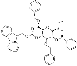 CAS # 1416144-50-7, Ethyl 3,6-bis-O-(phenylmethyl)-1-thio-beta-D-glucopyranoside 2-benzoate 4-(9H-fluoren-9-ylmethyl carbonate)