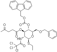 CAS # 1416144-54-1, Ethyl 2-deoxy-6-O-(phenylmethyl)-1-thio-2-[(2,2,2-trichloroacetyl)amino]-beta-D-glucopyranoside 4-(9H-fluoren-9-ylmethyl carbonate) 3-(4-oxopentanoate)