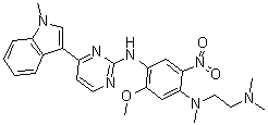 structure of CAS# 1421372-67-9, N1-[2-(二甲基氨基)乙基]-5-甲氧基-N1-甲基-N4-[4-(1-甲基-1H-吲哚-3-基)-2-嘧啶基]-2-硝基-1,4-苯二胺