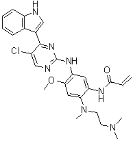 structure of CAS# 1421373-62-7, N-[5-[[5-氯-4-(1H-吲哚-3-基)-2-嘧啶基]氨基]-2-[[2-(二甲基氨基)乙基]甲基氨基]-4-甲氧基苯基]-2-丙烯酰胺