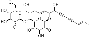 CAS # 142451-48-7, Lobetyolinin, 2-Hydroxy-1-(5-hydroxy-1-penten-1-yl)-7-nonene-3,5-diyn-1-yl 6-O-beta-D-glucopyranosyl-beta-D-glucopyranoside