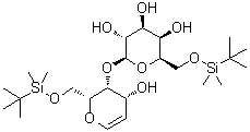 structure of CAS# 142800-37-1, 1,5-脱水-2-脱氧-6-O-[(叔丁基)二甲基硅烷基]-4-O-[6-O-[(叔丁基)二甲基硅烷基]-beta-D-吡喃半乳糖基]-D-阿拉伯-己-1-烯糖