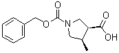 structure of CAS# 1428243-71-3, (3S,4R)-1-((苄氧基)羰基)-4-甲基吡咯烷-3-羧酸