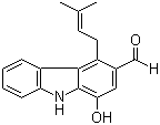 CAS # 142846-95-5, Clausine D, 1-Hydroxy-4-(3-methyl-2-butenyl)-9H-carbazole-3-carboxaldehyde