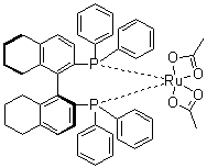 structure of CAS# 142962-95-6, [(S)-(-)-2,2'-双(二苯基膦)-5,5',6,6',7,7',8,8'-八氢-1,1'-联萘]钌二乙酸盐