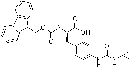 structure of CAS# 1433975-21-3, 4-[[[(1,1-Dimethylethyl)amino]carbonyl]amino]-N-[(9H-fluoren-9-ylmethoxy)carbonyl]-D-phenylalanine