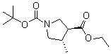 structure of CAS# 1434126-87-0, (3S,4S)-4-Methyl-1,3-pyrrolidinedicarboxylic acid 1-(1,1-dimethylethyl) 3-ethyl ester