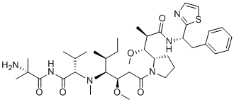 CAS # 1436391-86-4, 2-methylalanyl-N-[(1S,2R)-2-methoxy-4-[(2S)-2-[(1R,2R)-1-methoxy-2-methyl-3-oxo-3-[[(1S)-2-phenyl-1-(2-thiazolyl)ethyl]amino]propyl]-1-pyrrolidinyl]-1-[(1S)-1-methylpropyl]-4-oxobutyl]-N-methyl-L-Valinamide, Auristatin 0101, PF 101, PF-06380101