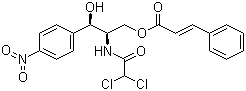 CAS 登录号：14399-14-5, 3-苯基-2-丙烯酸 (2R,3R)-2-[(二氯乙酰基)氨基]-3-羟基-3-(4-硝基苯基)丙酯