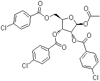 structure of CAS# 144084-01-5, 1-乙酰氧基-2,3,5-三(4-氯苯甲酰)氧基-beta-D-呋喃核糖