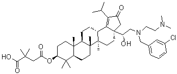 CAS 登录号：1443461-21-9, (3beta)-3-(3-羧基-3-甲基-1-氧代丁氧基)-17-[(1R)-2-[[(3-氯苯基)甲基][2-(二甲基氨基)乙基]氨基]-1-羟基乙基]-28-去甲-18-羽扇烯-21-酮