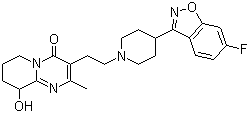CAS # 144598-75-4, Paliperidone, 9-Hydroxyrisperidone, 6,7,8,9-Tetrahydro-3-(2-(4-(6-fluro-1,2-benzisoxazol-3-yl)-1-piperidinyl)ethyl)-9-hydroxy-2-methyl-4H-pyrido[2,1-a]pyrimidin-4-one