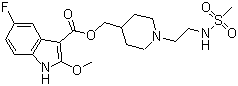 CAS # 144625-67-2, [1-[2-[(Methylsulfonyl)amino]ethyl]-4-piperidinyl]methyl 5-fluoro-2-methoxy-1H-indole-3-carboxylate, GR 125487