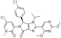 structure of CAS# 1448867-41-1, (S)-5-(5-Chloro-1-methyl-2-oxo-1,2-dihydropyridin-3-yl)-6-(4-chlorophenyl)-2-(2,4-dimethoxypyrimidin-5-yl)-1-isopropyl-5,6-dihydro-1H-pyrrolo[3,4-d]imidazol-4-one