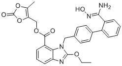 CAS # 1449029-77-9, Azilsartan Amidoxime, (5-Methyl-2-oxo-1,3-dioxol-4-yl)methyl (Z)-2-ethoxy-1-((2'-(N'-hydroxycarbamimidoyl)-[1,1'-biphenyl]-4-yl)methyl)-1H-benzo[d]imidazole-7-carboxylate