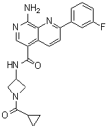 structure of CAS# 1449277-10-4, 8-Amino-N-[1-(cyclopropylcarbonyl)-3-azetidinyl]-2-(3-fluorophenyl)-1,7-naphthyridine-5-carboxamide