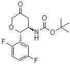 structure of CAS# 1456616-42-4, N-[(2S,3R)-2-(2,5-Difluorophenyl)tetrahydro-5-oxo-2H-pyran-3-yl]carbamic acid 1,1-dimethylethyl ester