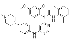 structure of CAS# 1456858-58-4, N-(2,4-Dimethoxyphenyl)-N'-(2,6-dimethylphenyl)-N-[6-[[4-(4-methyl-1-piperazinyl)phenyl]amino]-4-pyrimidinyl]urea