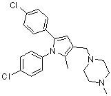 structure of CAS# 146204-42-4, 1-[[1,5-Bis(4-chlorophenyl)-2-methyl-1H-pyrrol-3-yl]methyl]-4-methylpiperazine