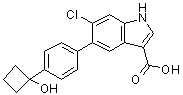 structure of CAS# 1467057-23-3, 6-氯-5-[4-(1-羟基环丁基)苯基]-1H-吲哚-3-羧酸