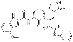 structure of CAS# 1471484-62-4, 2-[N-[(4-Methoxy-1H-indole-2-yl)carbonyl]-Leu-3-[(3S)-2-oxopyrrolidine-3-yl]-Ala-]benzothiazole