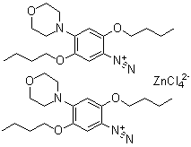 CAS 登录号：14726-58-0, 2,5-二丁氧基-4-吗啉基偶氮苯氯锌酸盐