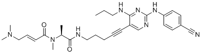 CAS # 1472797-69-5, (2E)-N-[(1S)-2-[[5-[2-[(4-Cyanophenyl)amino]-4-(propylamino)-5-pyrimidinyl]-4-pentyn-1-yl]amino]-1-methyl-2-oxoethyl]-4-(dimethylamino)-N-methyl-2-butenamide, FF 10101