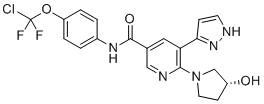 CAS # 1492952-76-7, N-[4-(Chlorodifluoromethoxy)phenyl]-6-[(3R)-3-hydroxy-1-pyrrolidinyl]-5-(1H-pyrazol-3-yl)-3-pyridinecarboxamide, Scemblix