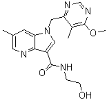 structure of CAS# 1494675-86-3, N-(2-羟基乙基)-1-[(6-甲氧基-5-甲基嘧啶-4-基)甲基]-6-甲基-1H-吡咯并[3,2-b]吡啶-3-甲酰胺
