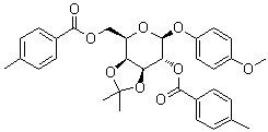structure of CAS# 1496536-69-6, 4-Methoxyphenyl 3,4-O-(1-methylethylidene)-beta-D-galactopyranoside 2,6-bis(4-methylbenzoate)