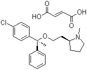 CAS # 14976-57-9, Clemastine fumarate, (2R)-2-[2-[(1R)-1-(4-Chlorophenyl)-1-phenylethoxy]ethyl]-1-methylpyrrolidine but-2-enedioic acid