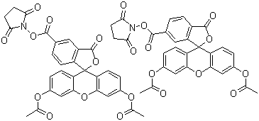 structure of CAS# 150347-59-4, 5-Carboxyfluorescein diacetate N-succinimidyl ester