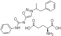 CAS # 153216-47-8, Sydnogluton, Sydnocarb glutamic acid, 3-(1-Methyl-2-phenylethyl)-5-[[(phenylamino)carbonyl]amino]-1,2,3-oxadiazole L-glutamic acid