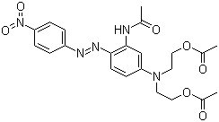 CAS 登录号：1533-74-0, 分散红 74, 2,2'-[[3-乙酰氨基-4-[(4-硝基苯基)偶氮]苯基]亚氨基]二乙基二乙酸酯