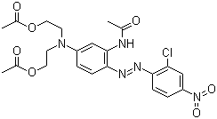 CAS # 1533-78-4, Disperse Red 167:1, C.I. 11338:1, N-[5-[Bis[2-(acetyloxy)ethyl]amino]-2-[(2-chloro-4-nitrophenyl)azo]phenyl]-acetamide