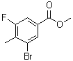 structure of CAS# 1533932-57-8, 3-Bromo-5-fluoro-4-methylbenzoic acid methyl ester
