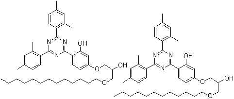 CAS # 153519-44-9, UV 400, Tinuvin 400, 2-[4-[2-Hydroxy-3-tridecyloxypropyl]oxy]-2-hydroxyphenyl]-4,6-bis(2,4-dimethylphenyl)-1,3,5-triazine and 2-[4-[2-hydroxy-3-didecyloxypropyl]oxy]-2-hydroxyphenyl]-4,6-bis(2,4-dimethylphenyl)-1,3,5-triazine