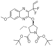 CAS 登录号：1535212-01-1, (2S,3S,4R)-4-[[3-(1,1-二氟-2-丙烯-1-基)-7-甲氧基-2-喹喔啉基]氧基]-3-乙基-1,2-吡咯烷二甲酸二叔丁酯