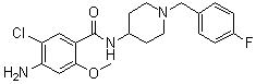 structure of CAS# 154540-49-5, 4-Amino-5-chloro-N-[1-[(4-fluorophenyl)methyl]-4-piperidinyl]-2-methoxybenzamide