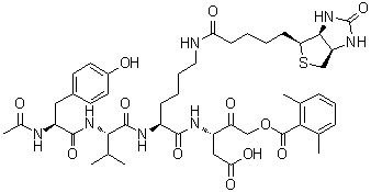 CAS # 154719-25-2, N-Acetyl-L-tyrosyl-L-valyl-N-[(1S)-1-(carboxymethyl)-3-[(2,6-dimethylbenzoyl)oxy]-2-oxopropyl]-N6-[5-[(3aS,4S,6aR)-hexahydro-2-oxo-1H-thieno[3,4-d]imidazol-4-yl]-1-oxopentyl]-L-lysinamide